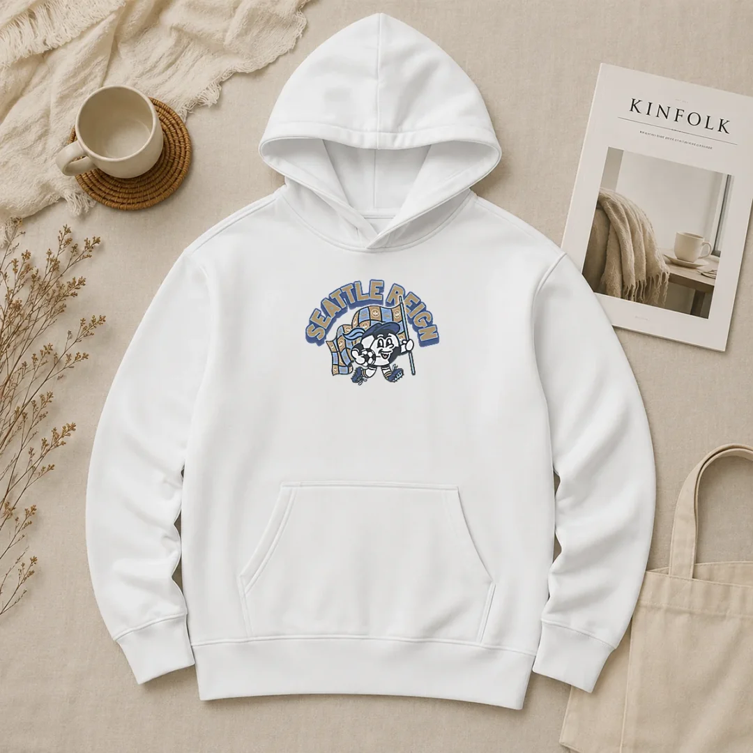 Premium Kid'S Seattle Reign Soccer Player Blue Hoodie Premium Kid'S Seattle Reign Soccer Player Blue Hoodie