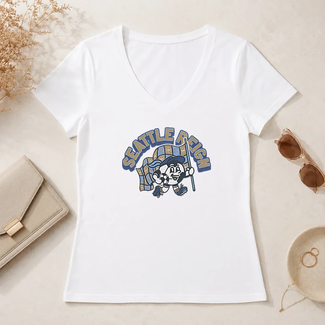 Premium Kid'S Seattle Reign Soccer Player Blue V Neck Shirt Premium Kid'S Seattle Reign Soccer Player Blue V-Neck Shirt