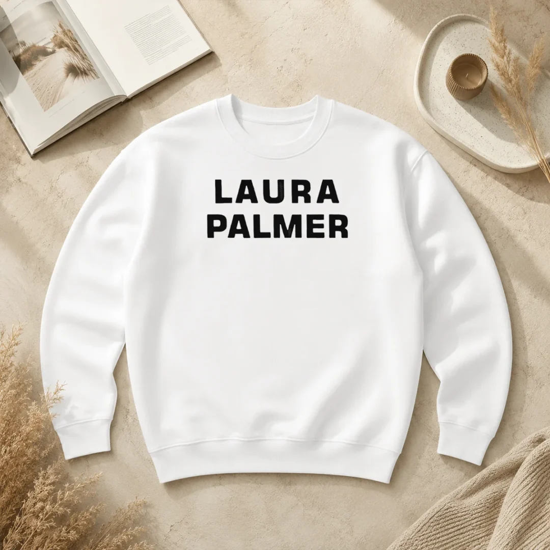Premium Laura Palmer Twin Peaks I Killed Laura Palmer Sweater Premium Laura Palmer Twin Peaks I Killed Laura Palmer Sweater in black, featuring bold graphic print on front