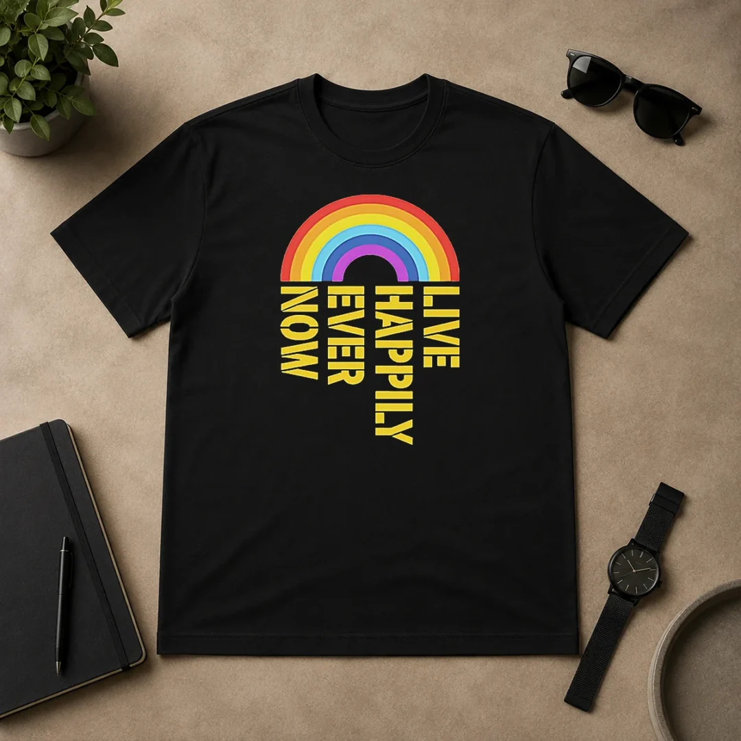 Premium Live Happily Ever Now Rainbow t shirt Premium Live Happily Ever Now Rainbow