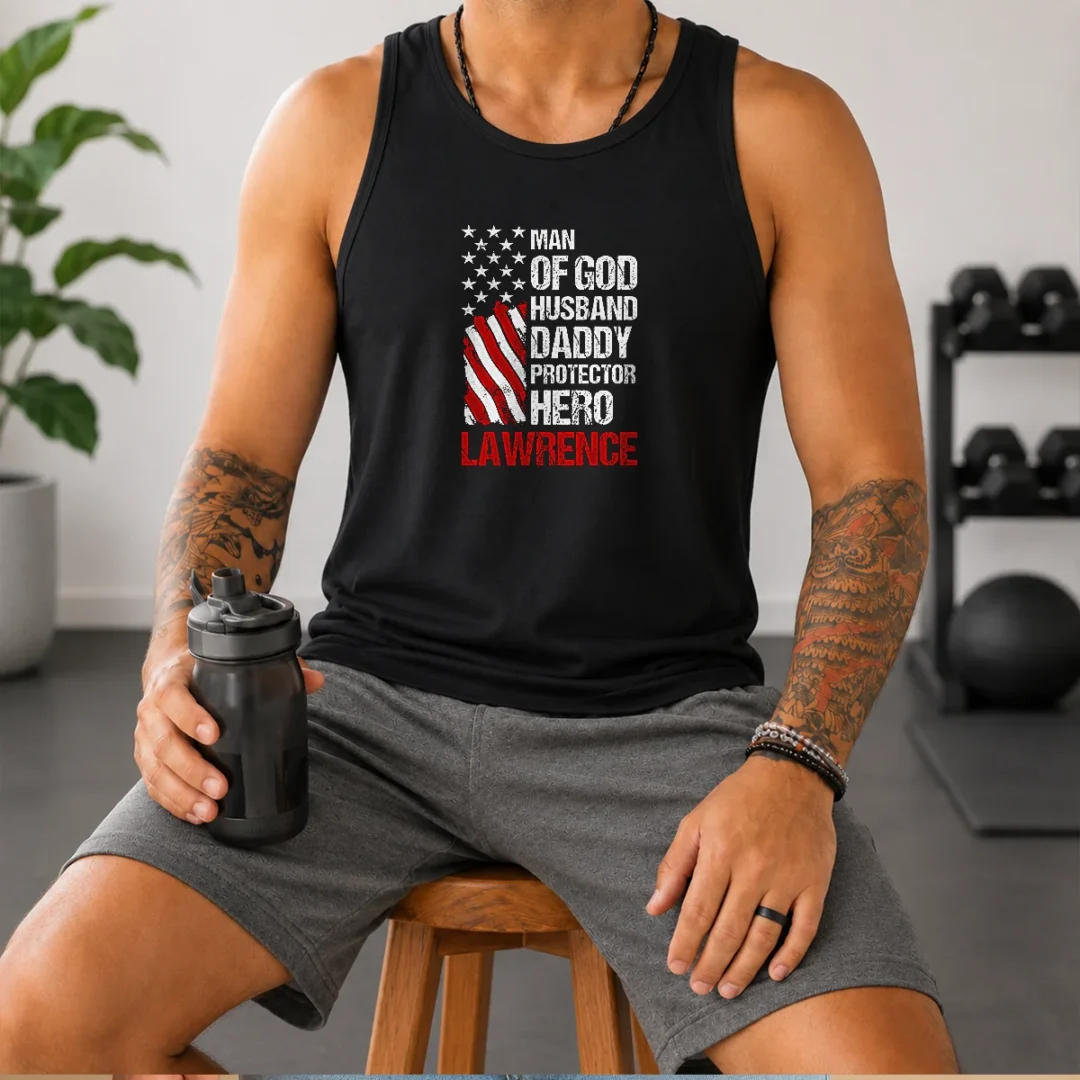 premium-man-of-god-husband-dad-protector-hero-tank-top Premium Man Of God Husband Dad Protector Hero Tank Top