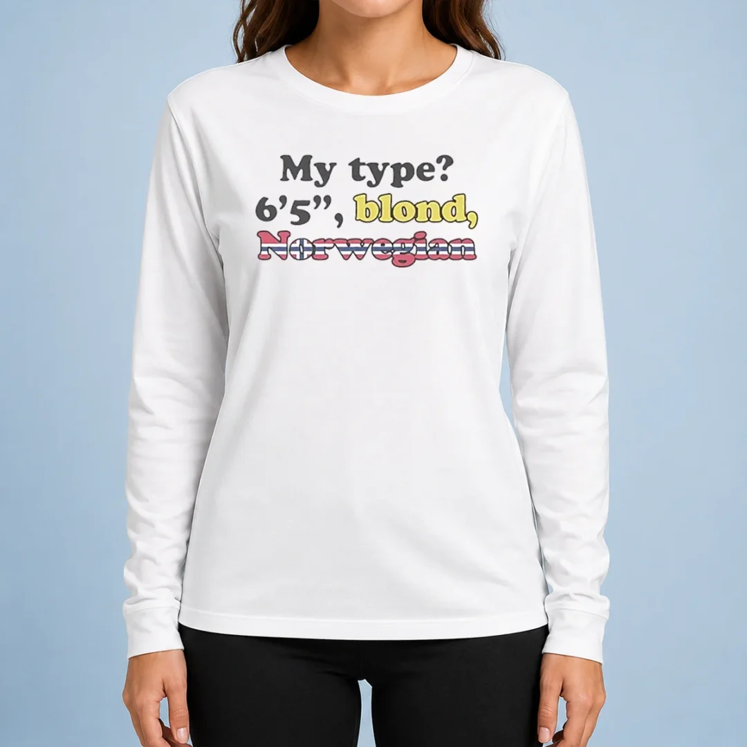 premium-my-type-6-5-blond-norwegian-long-sleeve-shirt Premium My Type 6'5 Blond Norwegian Long Sleeve Shirt displayed on a model with long sleeves and fitted cut