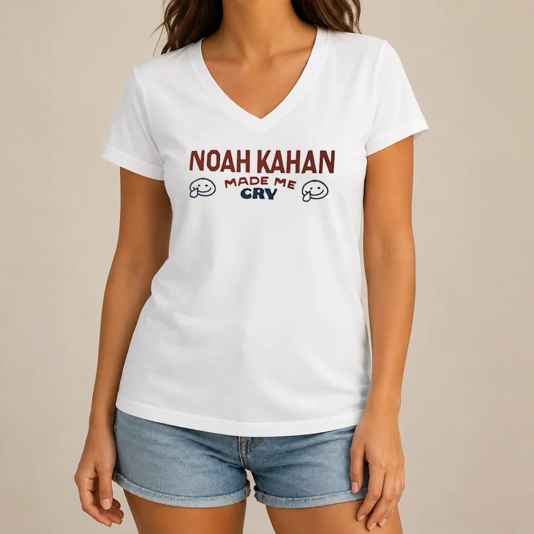 premium-noah-kahan-made-me-cry-smiley-face-v-neck Premium Noah Kahan Made Me Cry Smiley Face V Neck Shirt in soft fabric with relaxed fit