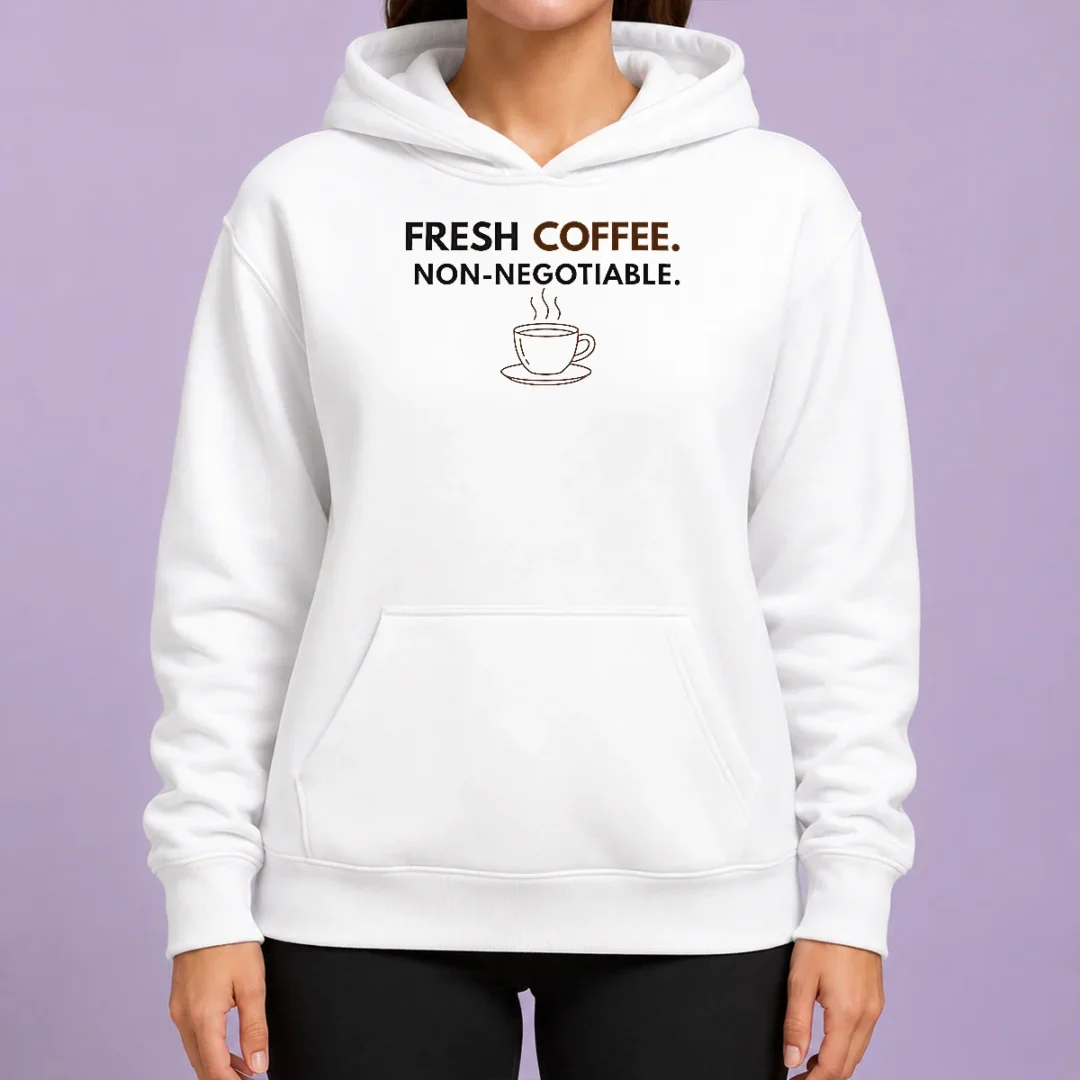 premium-original-fresh-coffee-non-negotiable-caffeine-addict-hoodie-1 Premium Original Fresh Coffee Non Negotiable Caffeine Addict Hoodie in charcoal gray with front pocket and drawstring hood