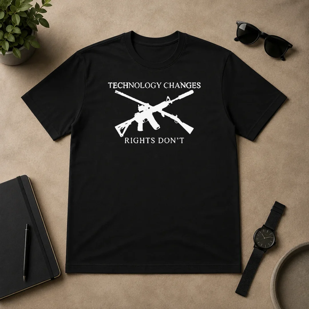 Premium Original Technology Changes Rights Don'T Crossed AR 15 And Musket T Shirt Premium Original Technology Changes Rights Don'T Crossed AR 15 And Musket t shirt in black, short sleeve cotton tee with bold graphic text