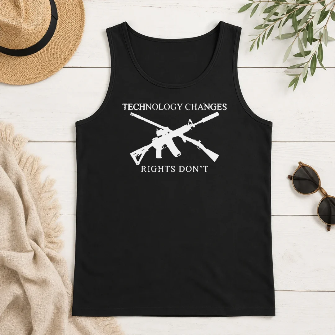 Premium Original Technology Changes Rights Don'T Crossed AR 15 And Musket Tank Top Premium Original Technology Changes Rights Don'T Crossed AR 15 And Musket tank top in black, sleeveless casual wear