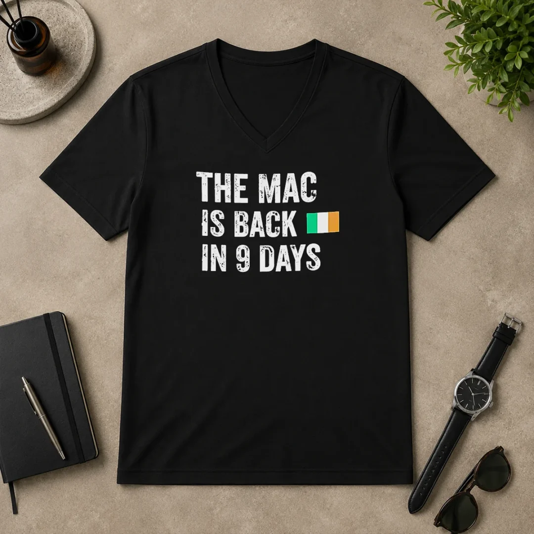 Premium Original The Mac Is Back In 9 Days Flag V Neck Shirt Premium Original The Mac Is Back In 9 Days Flag V-Neck Shirt