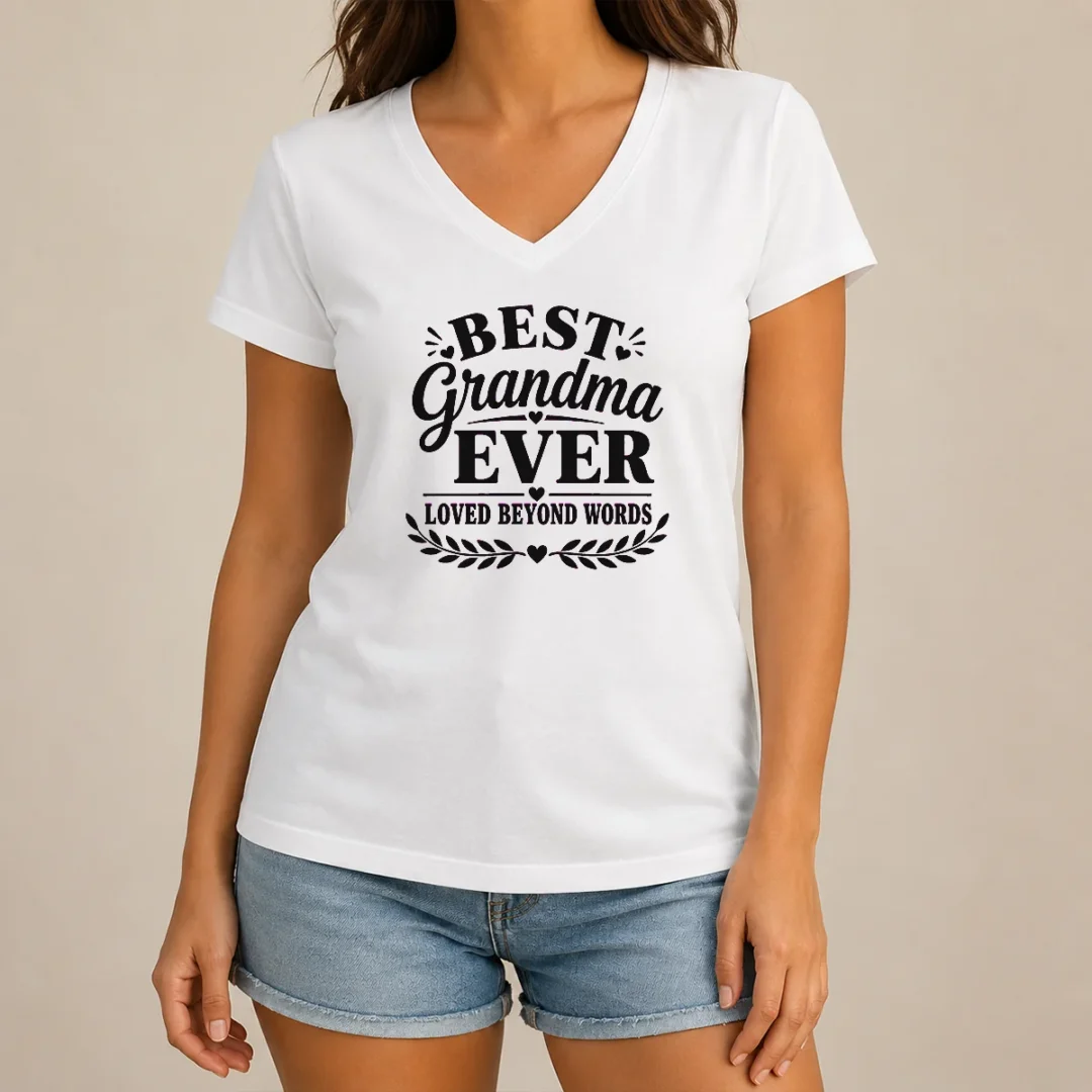 premium-pretty-best-grandma-ever-family-celebration-silhouette-v-neck-shirt Premium Pretty Best Grandma Ever Family Celebration Silhouette V-Neck Shirt