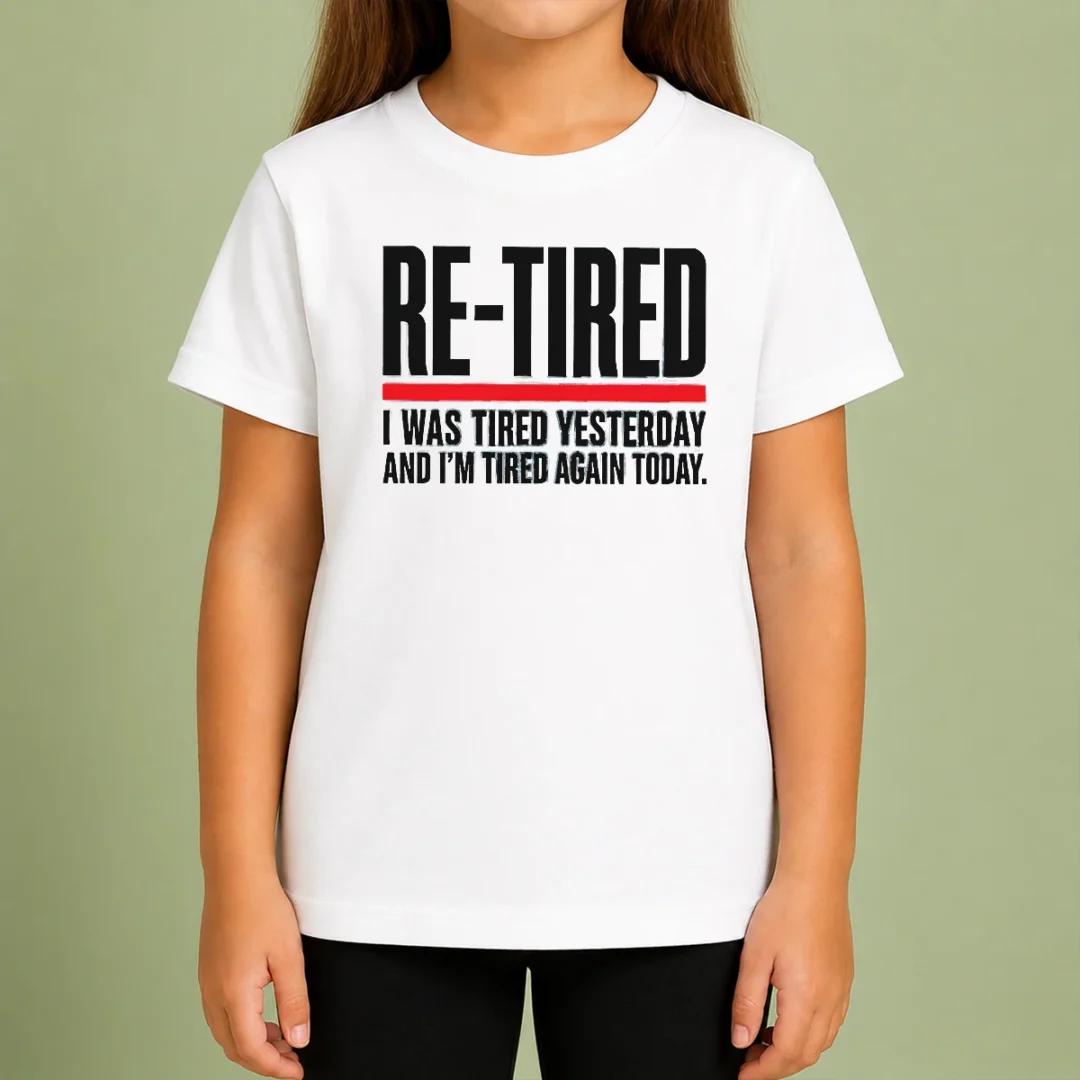 premium-pretty-re-tired-funny-office-burnout-graphic-kids-t-shirt Premium Pretty RE TIRED Funny Office Burnout Graphic Kids T-Shirt