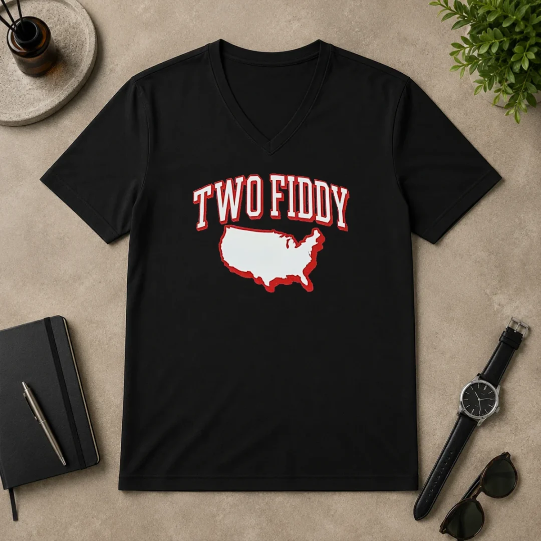 Premium Pretty Two Fiddy Triple B USA Map V Neck Shirt Premium Pretty Two Fiddy Triple B USA Map V-Neck Shirt