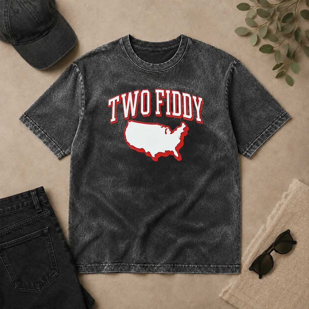 Premium Pretty Two Fiddy Triple B USA Map Washed T Shirt Premium Pretty Two Fiddy Triple B USA Map printed on a soft washed t shirt in a relaxed fit