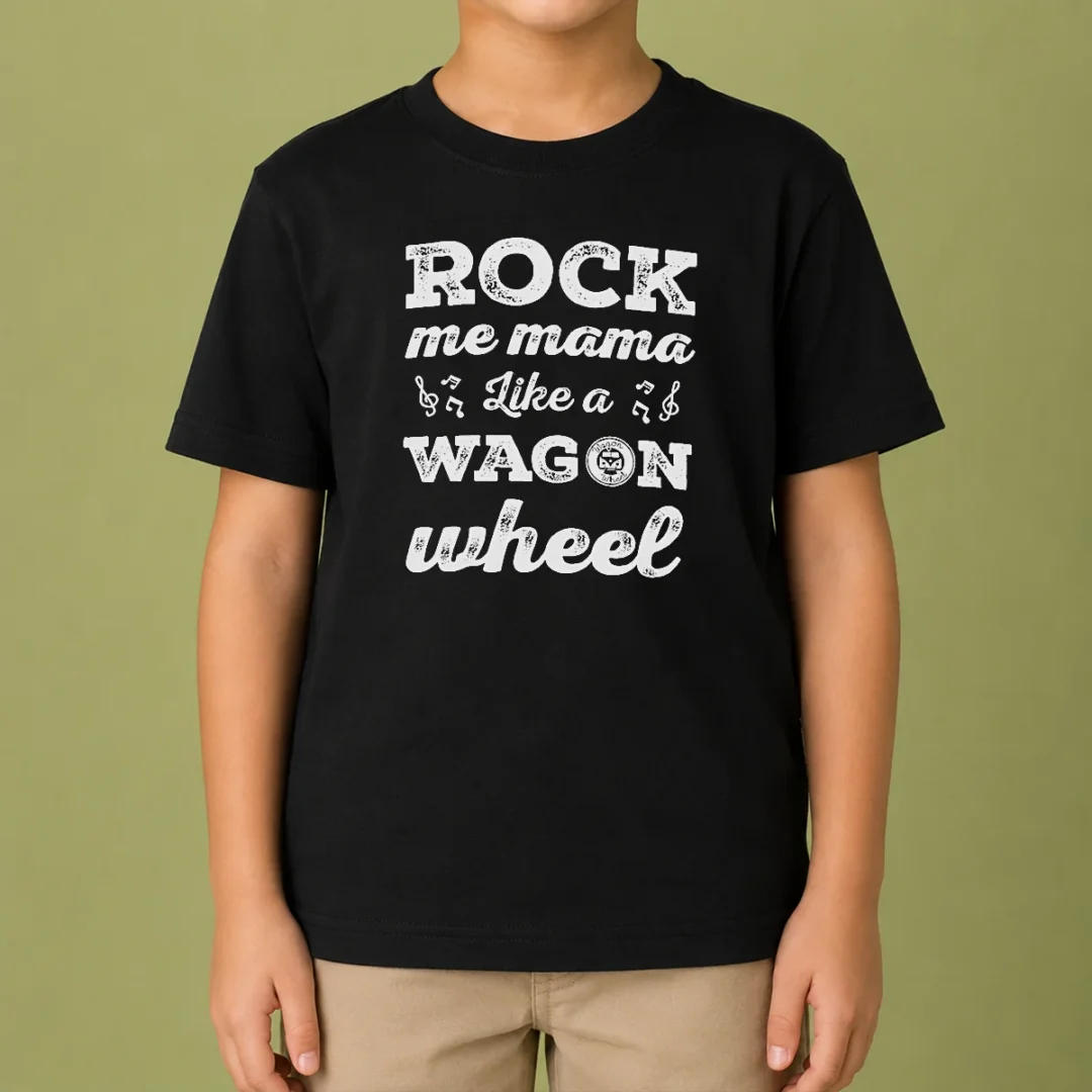 premium-rock-me-mama-like-a-wagon-wheel-country-music-kids-t-shirt Premium Rock Me Mama Like A Wagon Wheel Country Music kids t shirt featuring vibrant text and country-themed design