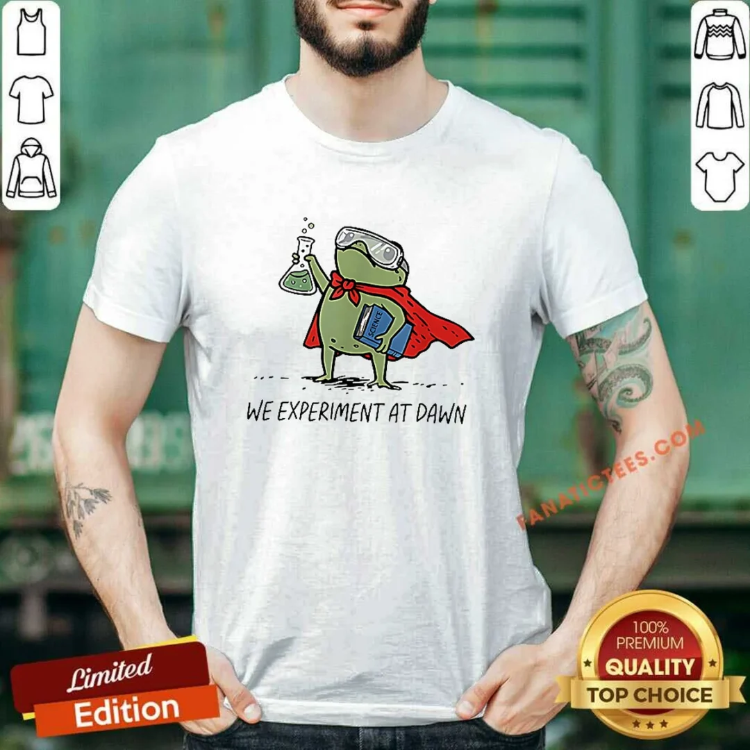 premium-science-frog-we-experiment-at-dawn-shirt Premium Science Frog We Experiment At Dawn