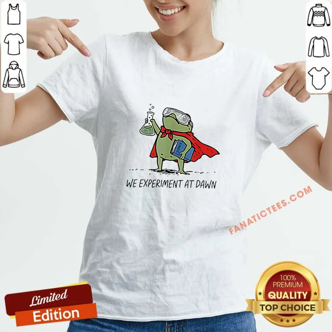 premium-science-frog-we-experiment-at-dawn-v-neck-shirt Premium Science Frog We Experiment At Dawn V-Neck Shirt