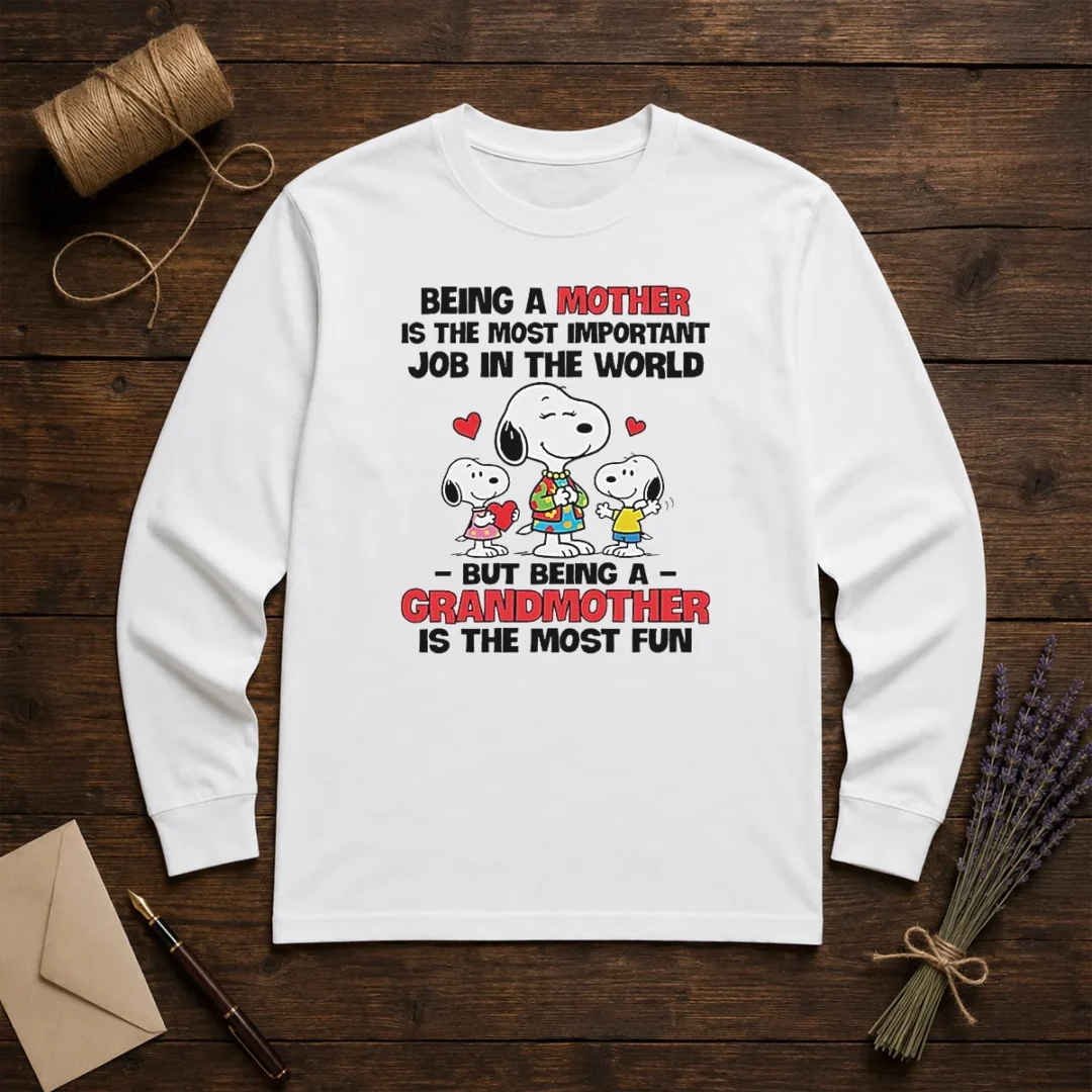 premium-snoopy-peanuts-being-a-mother-is-the-most-important-job-but-being-a-grandmother-long-sleeve-shirt Premium Snoopy Peanuts Being A Mother Is The Most Important Job But Being A Grandmother Long Sleeve Shirt