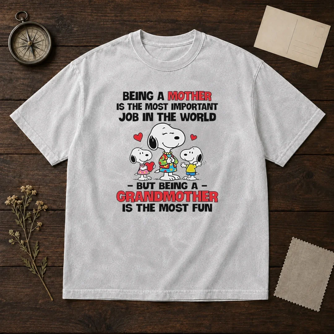 premium-snoopy-peanuts-being-a-mother-is-the-most-important-job-but-being-a-grandmother-washed-t-shirt Premium Snoopy Peanuts Being A Mother Is The Most Important Job But Being A Grandmother washed t shirt in soft fabric