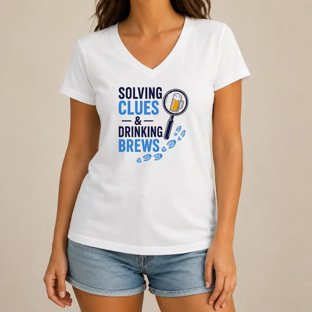 premium-solving-clues-and-drinking-brews-v-neck-shirt-2 Premium Solving Clues And Drinking Brews V-Neck Shirt