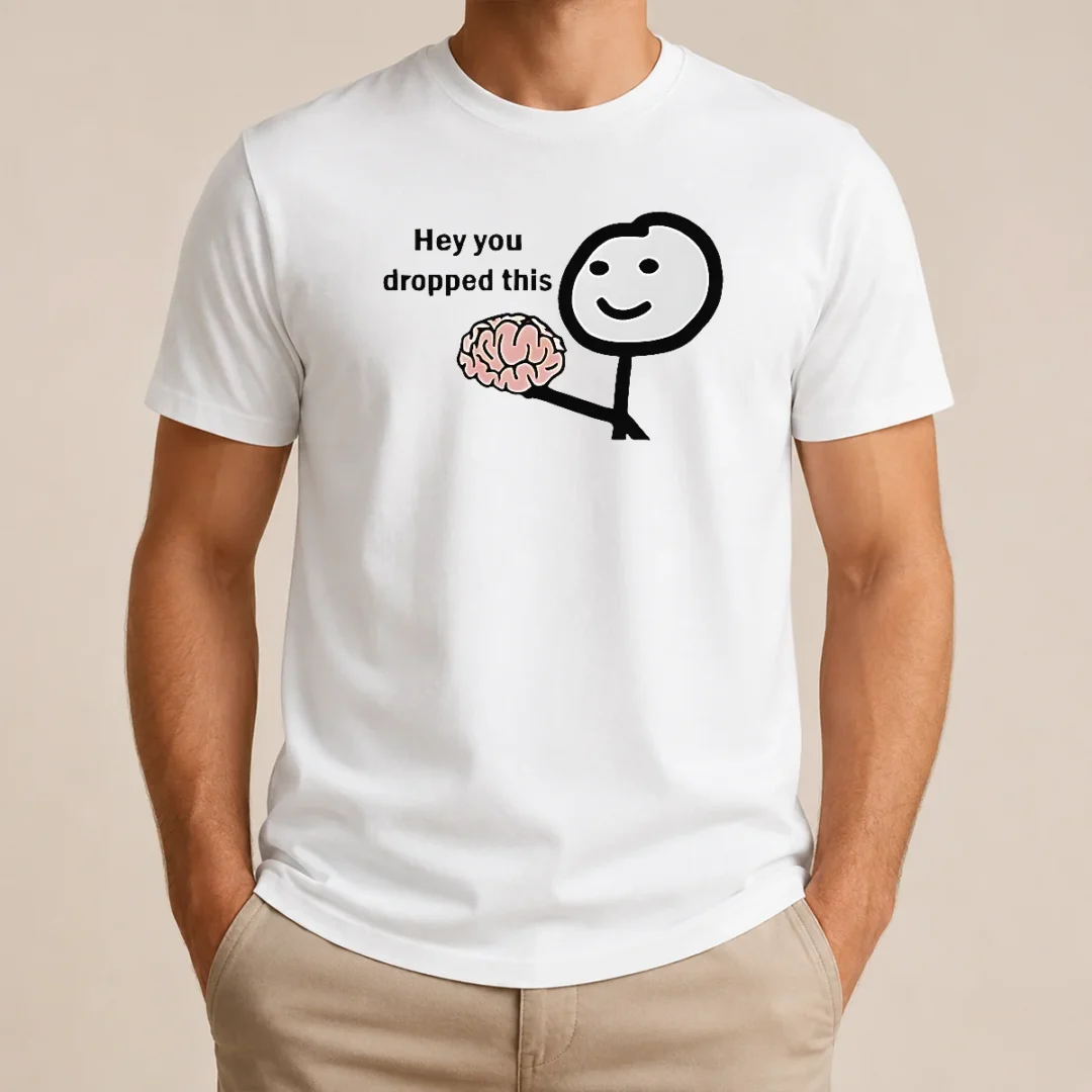 Premium Stickman Hey You Dropped This T Shirt Premium Stickman Hey You Dropped This t shirt in black, featuring a playful stickman graphic on a classic crew neck