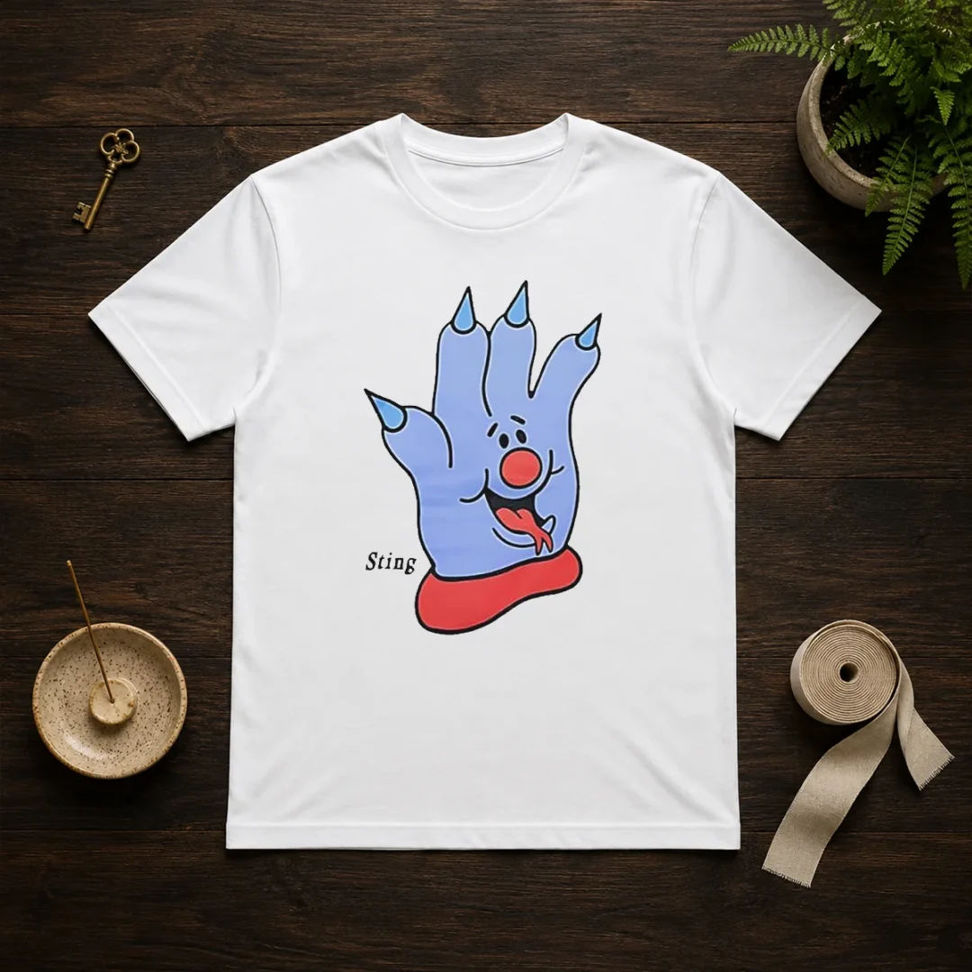 premium-sting-blue-cartoon-hand-character-mascot-t-shirt Premium Sting Blue Cartoon Hand Character Mascot