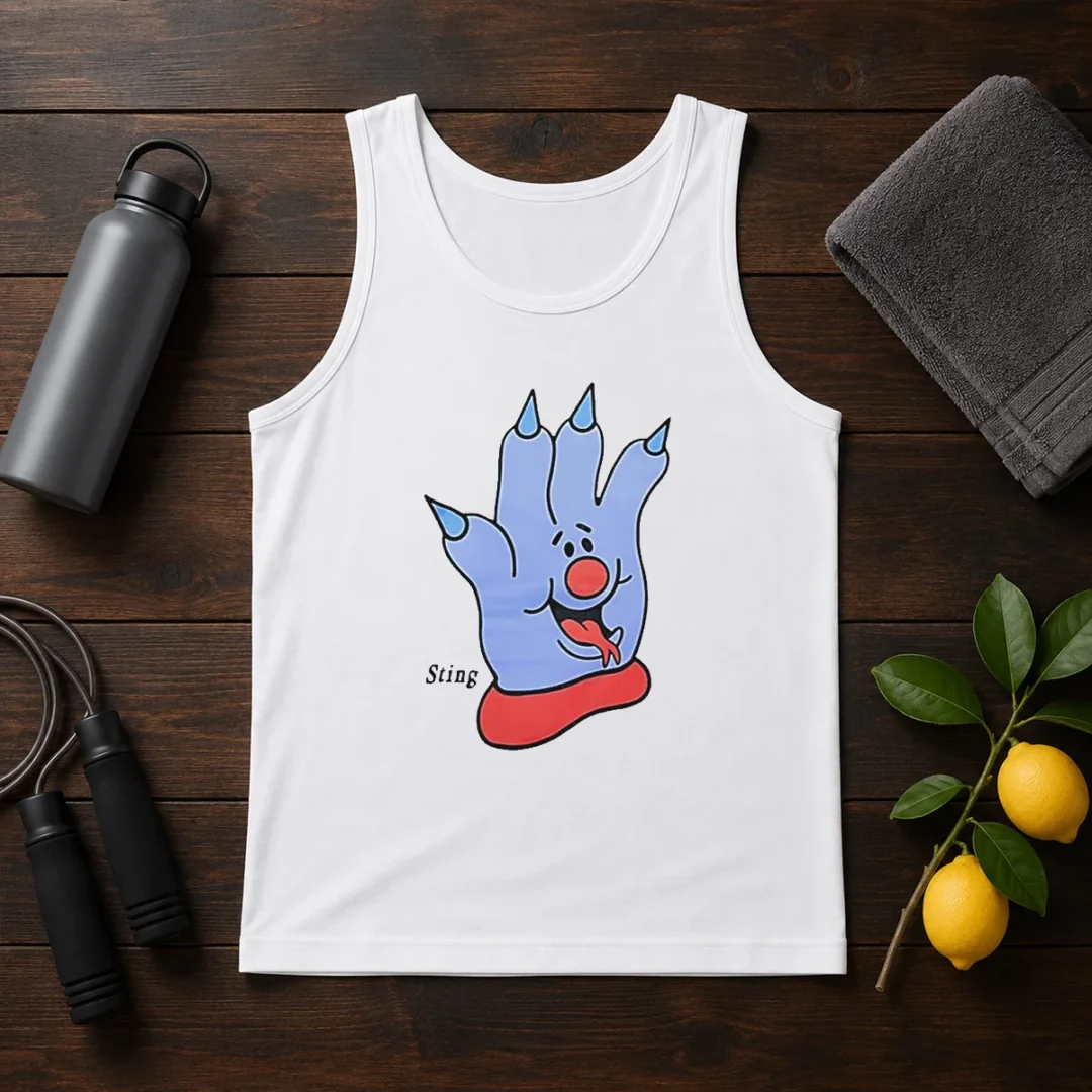 premium-sting-blue-cartoon-hand-character-mascot-tank-top Premium Sting Blue Cartoon Hand Character Mascot Tank Top
