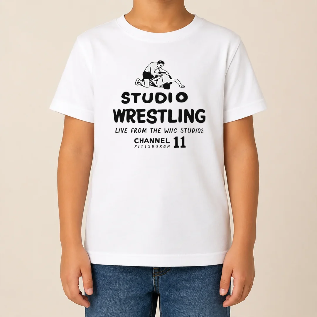 Premium Studio Wrestling Live From The WIIC Studios Channel 11 Pittsburgh Kids T Shirt Premium Studio Wrestling Live From The WIIC Studios Channel 11 Pittsburgh Kids T-Shirt
