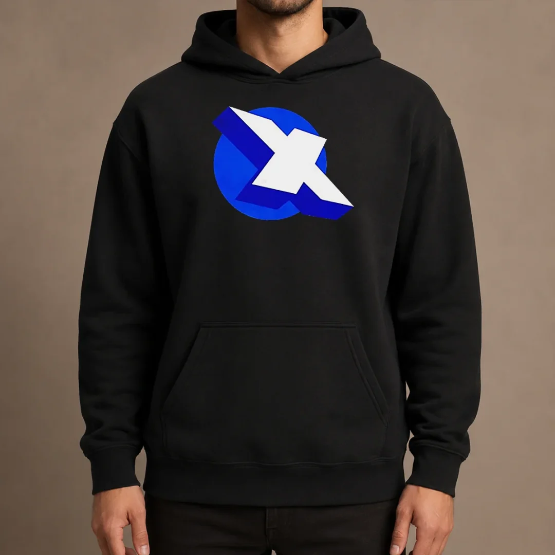 premium-top-x-logo-on-blue-circle-symbol-logo-hoodie Premium Top X Logo On Blue Circle Symbol Logo Hoodie in navy blue with front graphic print