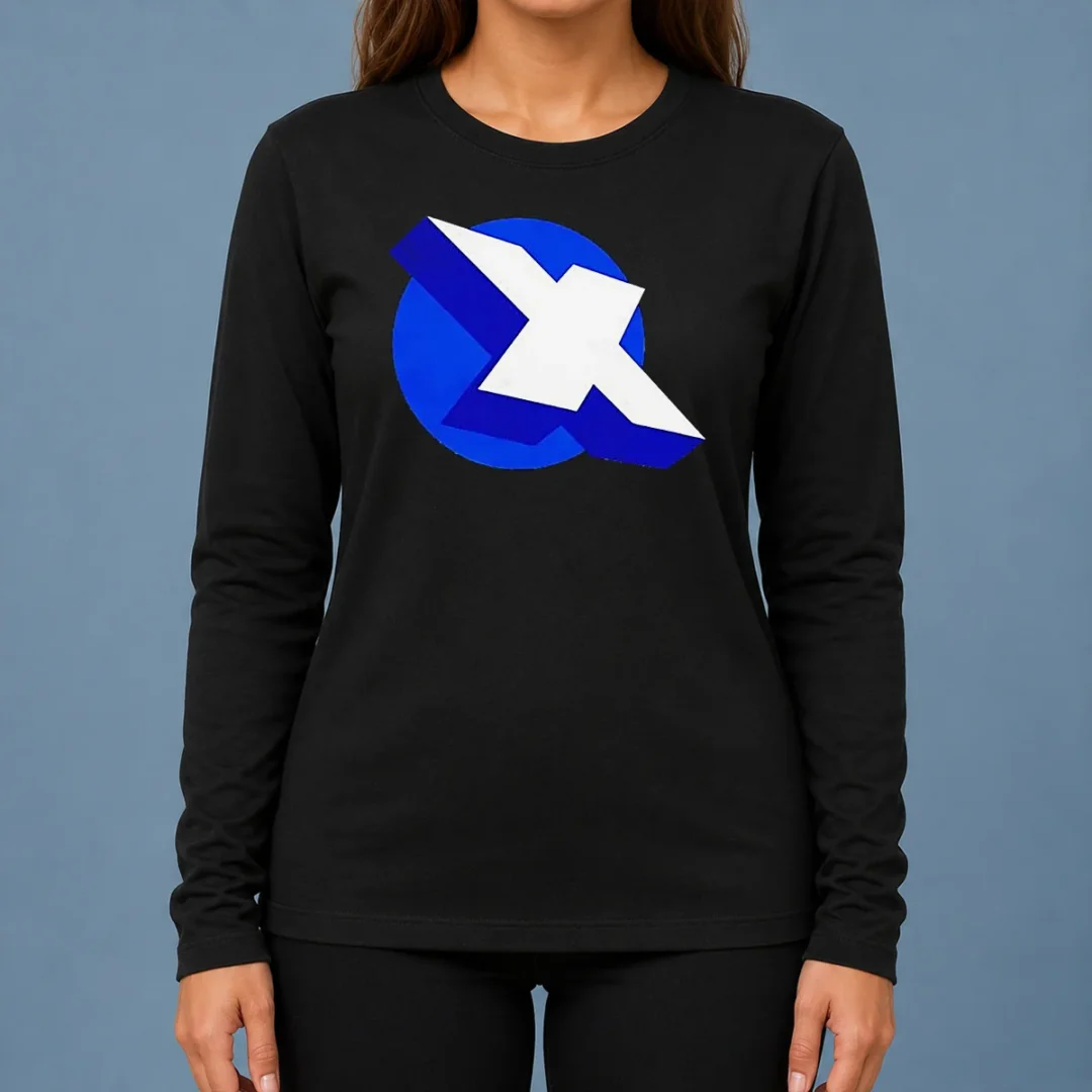 premium-top-x-logo-on-blue-circle-symbol-logo-long-sleeve-shirt Premium Top X Logo On Blue Circle Symbol Logo Long Sleeve Shirt
