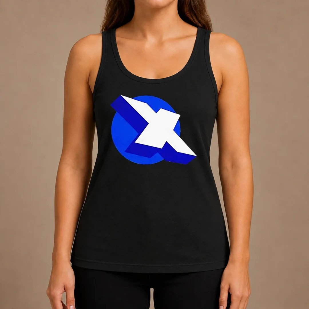 premium-top-x-logo-on-blue-circle-symbol-logo-tank-top Premium Top X Logo On Blue Circle Symbol Logo Tank Top