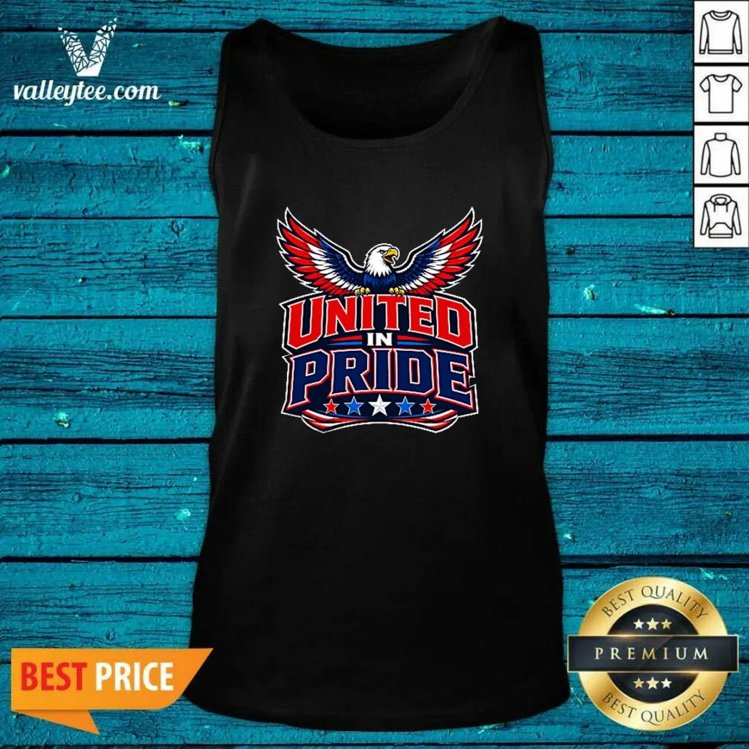 premium-united-in-pride-eagle-typography-tank-top Premium United In Pride Eagle Typography Tank Top in white with bold eagle graphic and pride lettering