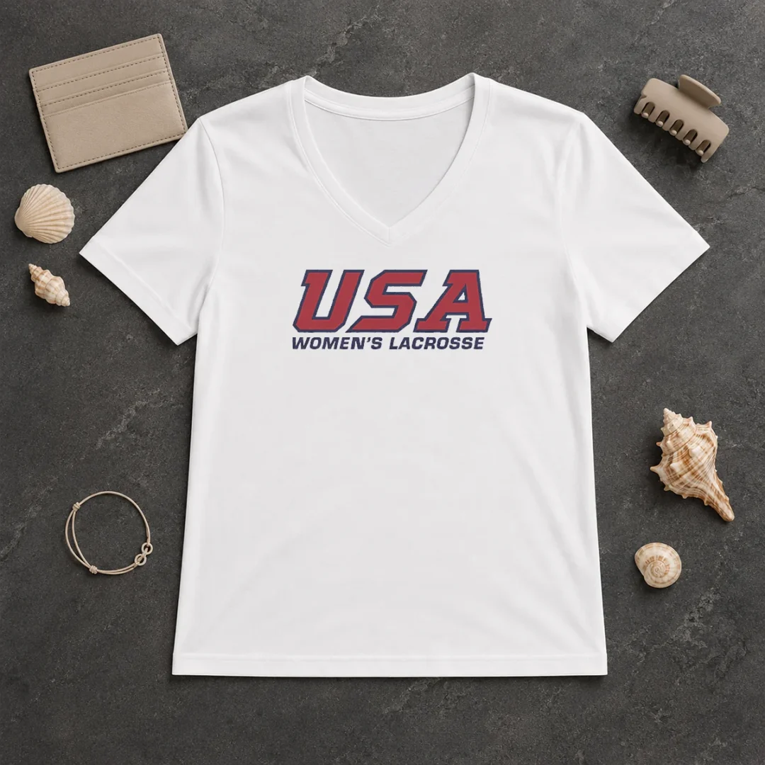 Premium USA Women'S Lacrosse V Neck Shirt Premium USA Women'S Lacrosse V-Neck Shirt