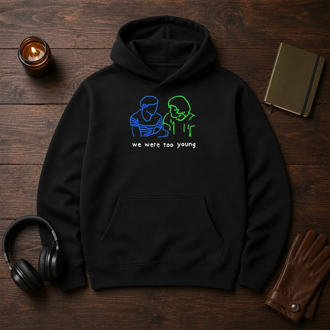premium-we-were-too-young-line-art-couple-hoodie Premium We Were Too Young Line Art Couple Hoodie
