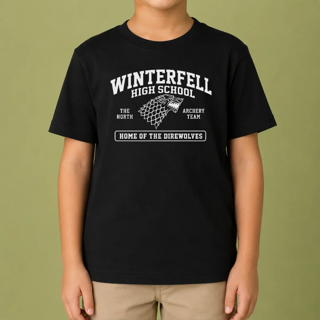 premium-winterfell-high-school-geek-kids-t-shirt Premium Winterfell High School Geek Kids T-Shirt