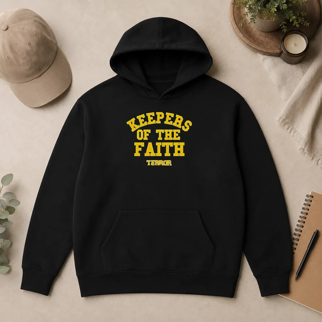 Pretty Awesome Terror Keepers Of The Faith Hardcore Band Hoodie Pretty Awesome Terror Keepers Of The Faith Hardcore Band black pullover hoodie with front graphic print
