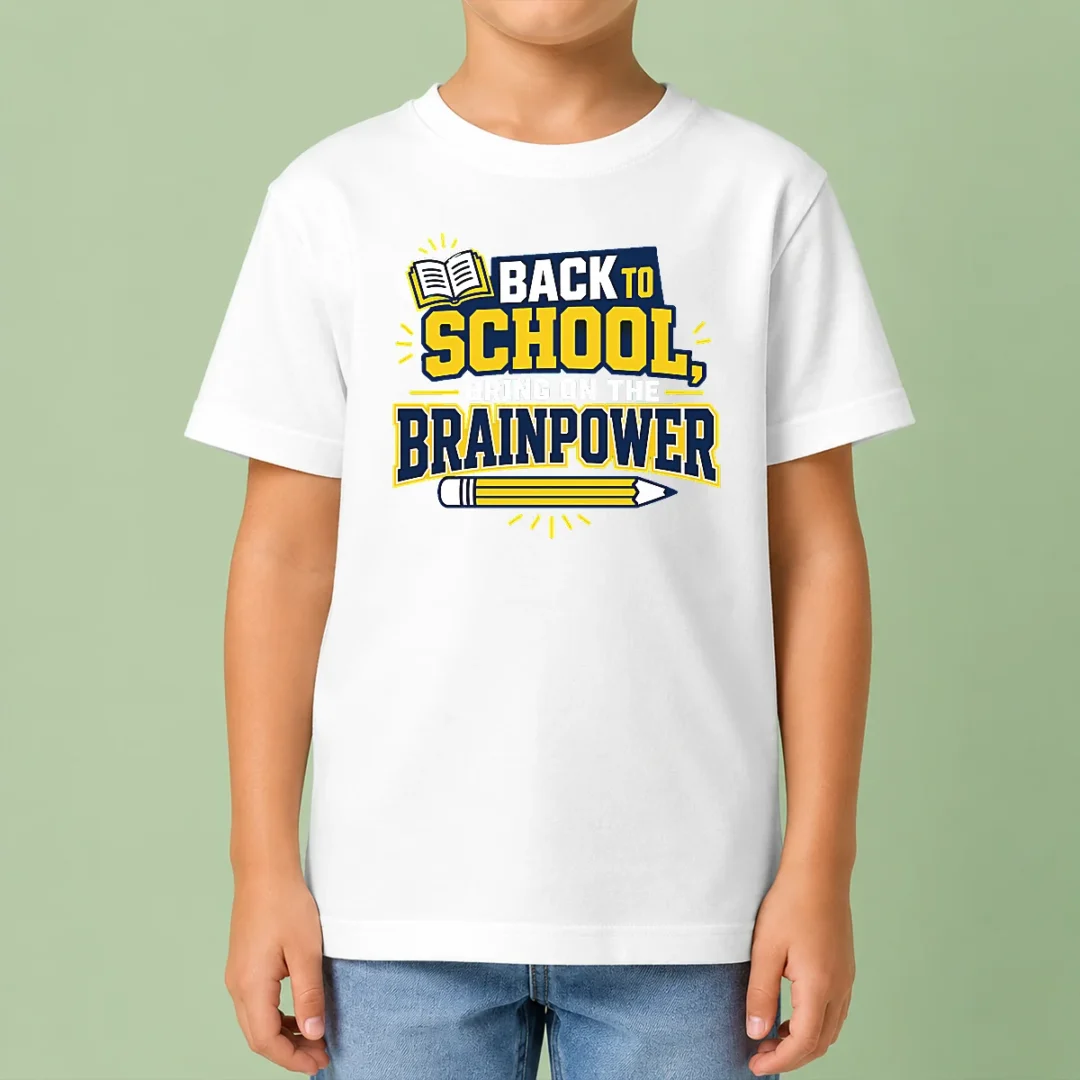 pretty-back-to-school-brainpower-typography-kids-t-shirt Pretty Back To School Brainpower Typography Kids T-Shirt