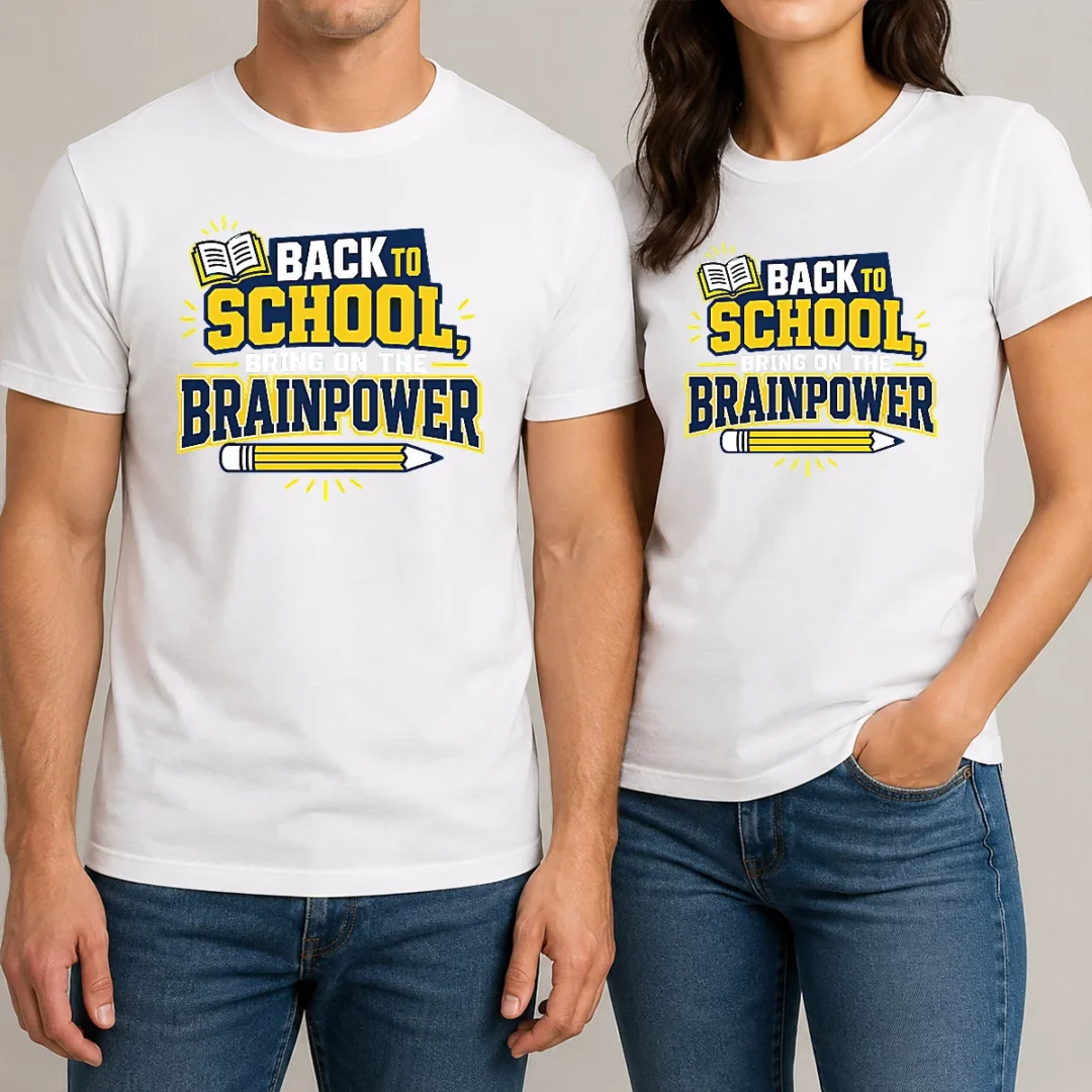 pretty-back-to-school-brainpower-typography-t-shirt Pretty Back To School Brainpower Typography