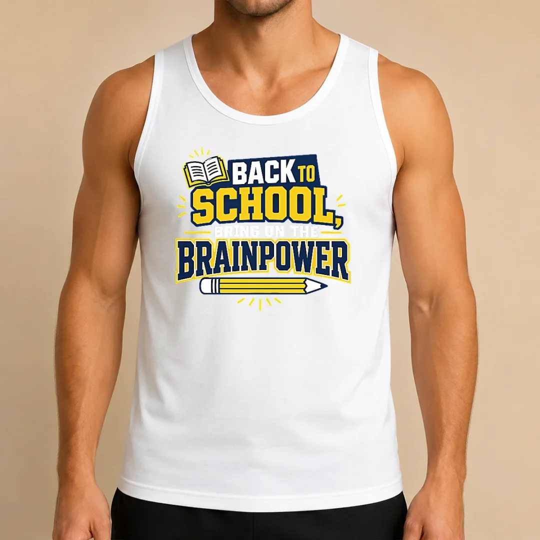 pretty-back-to-school-brainpower-typography-tank-top Pretty Back To School Brainpower Typography Tank Top