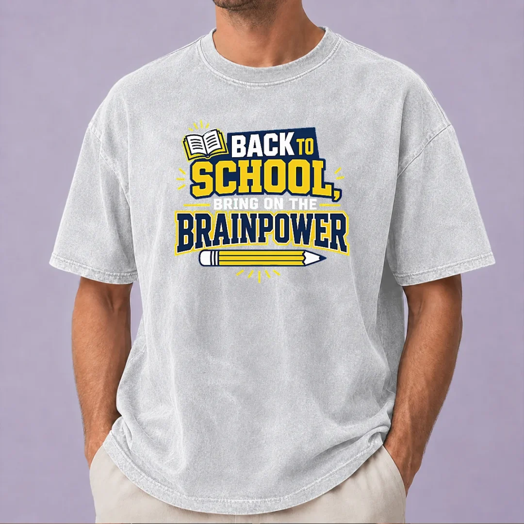 pretty-back-to-school-brainpower-typography-washed-t-shirt Pretty Back To School Brainpower Typography Washed T-Shirt