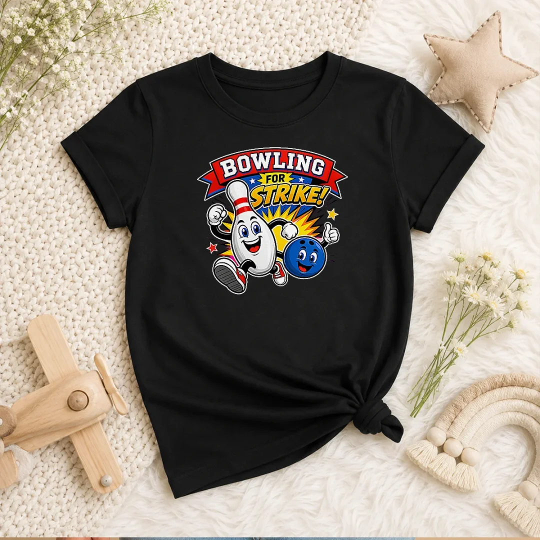 pretty-bowling-for-strike-cheerful-mascot-kids-t-shirt Pretty Bowling For Strike Cheerful Mascot Kids T-Shirt