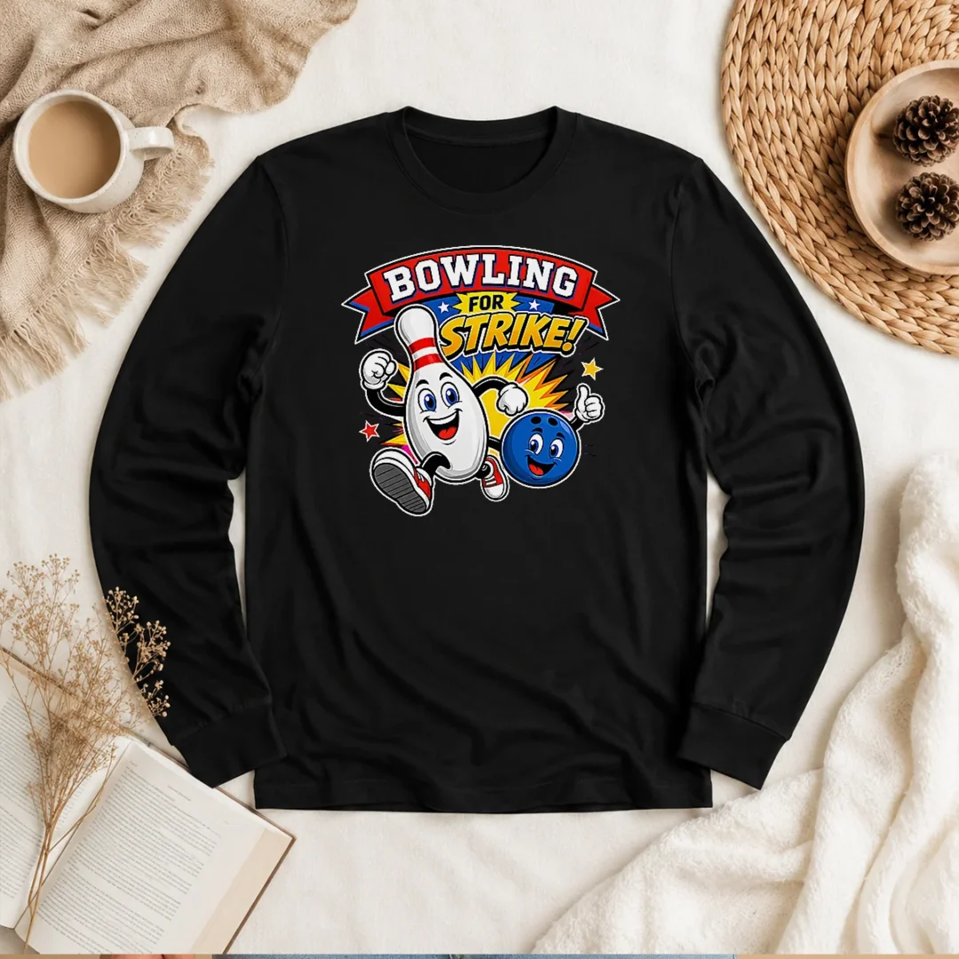 pretty-bowling-for-strike-cheerful-mascot-long-sleeve-shirt Pretty Bowling For Strike Cheerful Mascot Long Sleeve Shirt