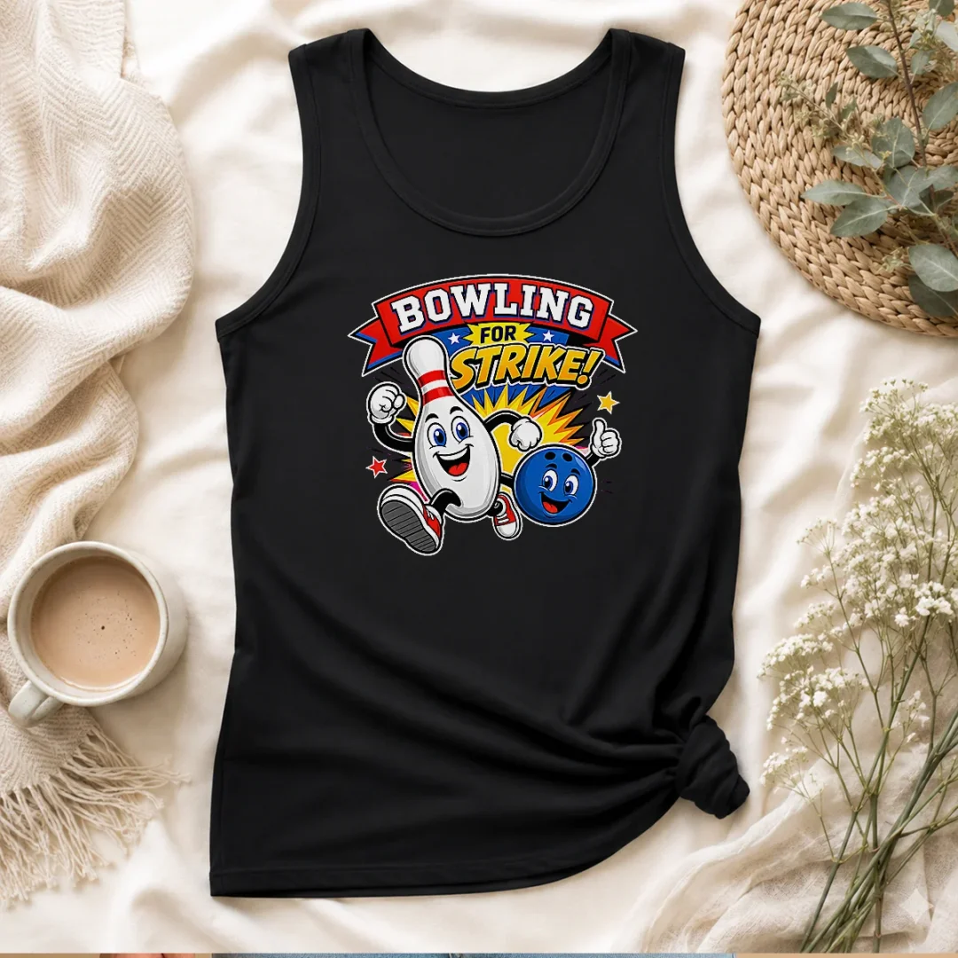 pretty-bowling-for-strike-cheerful-mascot-tank-top Pretty Bowling For Strike Cheerful Mascot Tank Top