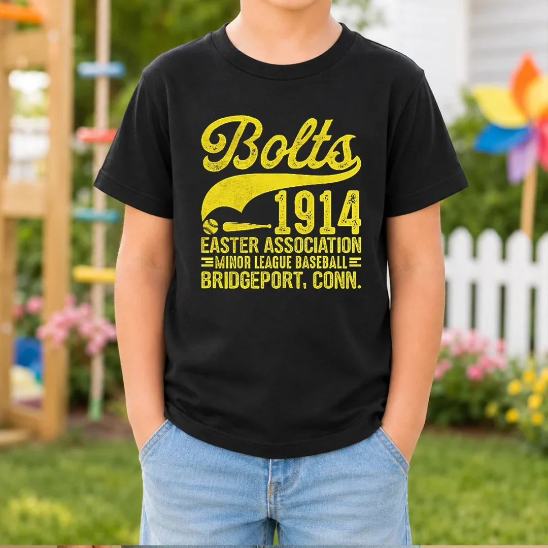 pretty-bridgeport-bolts-connecticut-vintage-baseball-team-kids-t-shirt Pretty Bridgeport Bolts Connecticut Vintage Baseball Team Kids T-Shirt