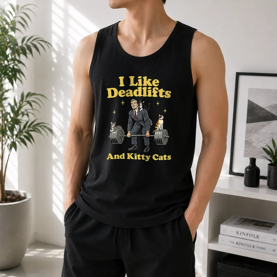 pretty-deadlifts-and-kitties-businessman-tank-top Pretty Deadlifts And Kitties Businessman Tank Top