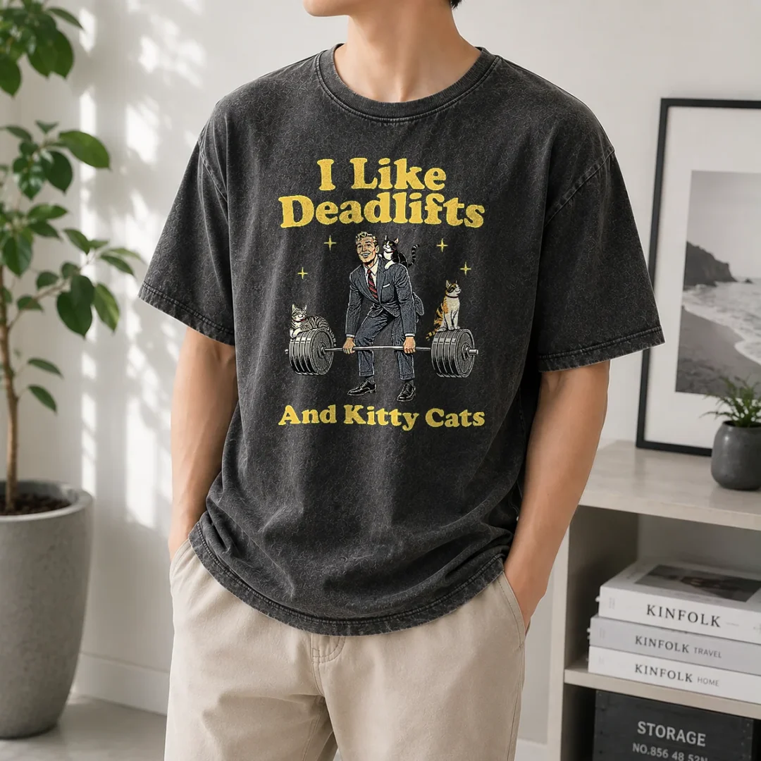 pretty-deadlifts-and-kitties-businessman-washed-t-shirt Pretty Deadlifts And Kitties Businessman Washed T-Shirt