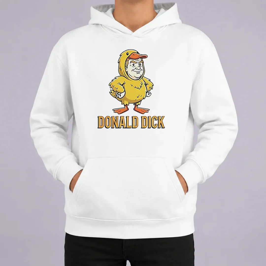 Pretty Donald Dick Parody Hoodie Pretty Donald Dick Parody Hoodie in black, featuring bold graphic print on front, displayed on a front-facing view