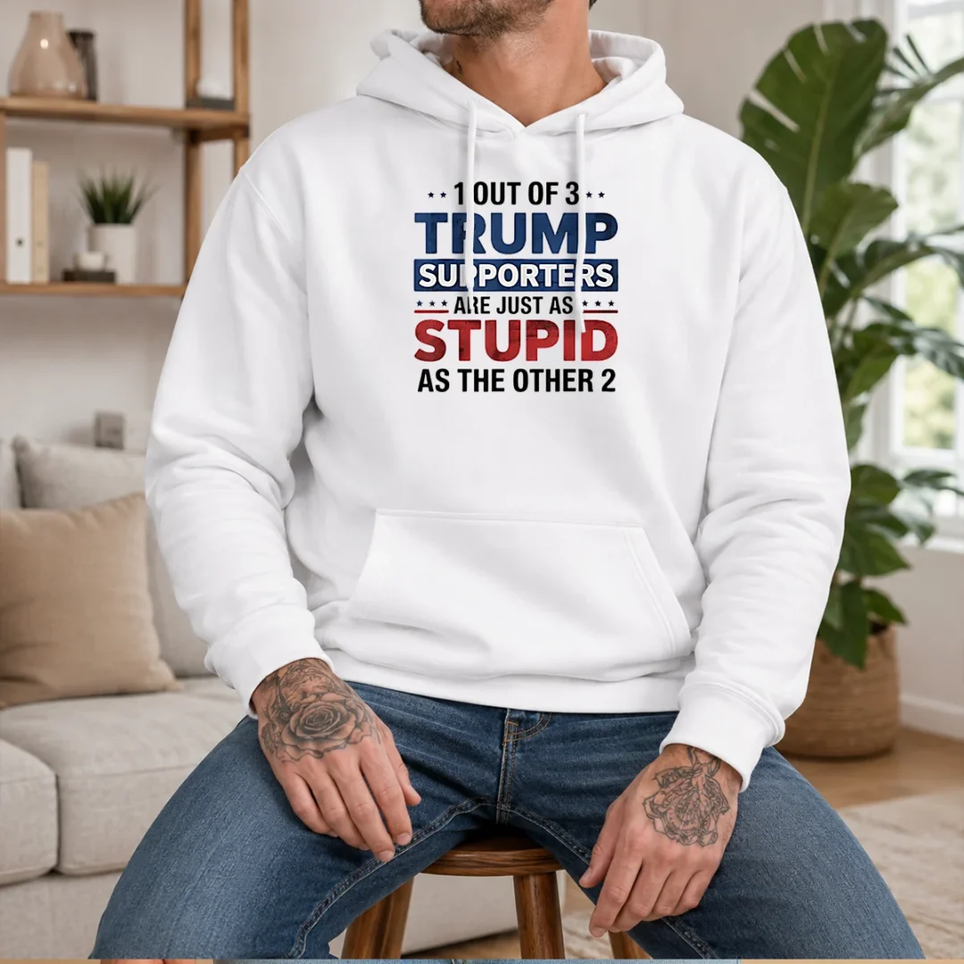 pretty-donald-trump-1-out-of-3-supporters-are-just-as-stupid-as-the-other-2-hoodie Pretty Donald Trump 1 Out Of 3 Supporters Are Just As Stupid As The Other 2 graphic printed on a black pullover hoodie