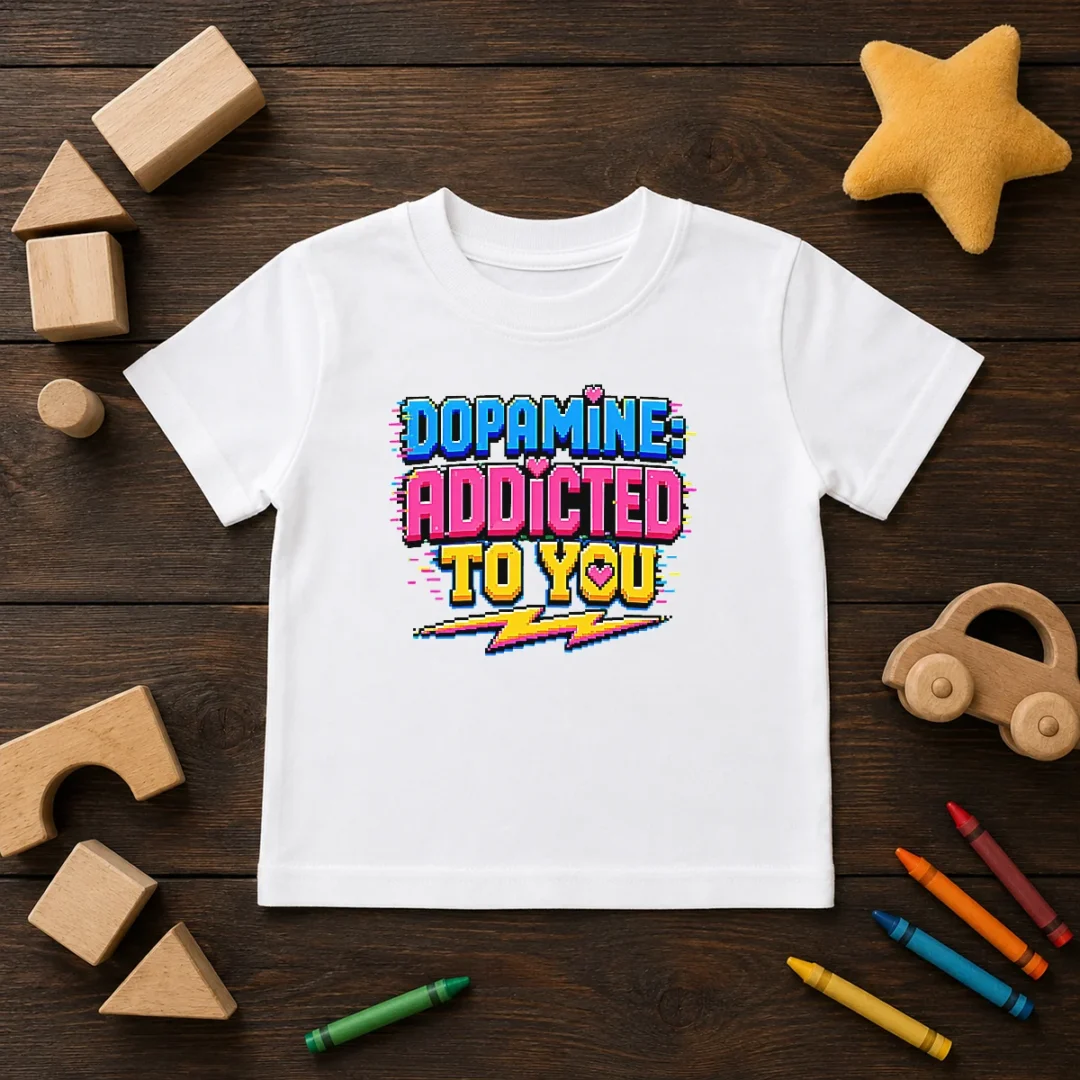 pretty-dopamine-addicted-to-you-pixel-love-kids-t-shirt Pretty Dopamine Addicted To You Pixel Love Kids T-Shirt