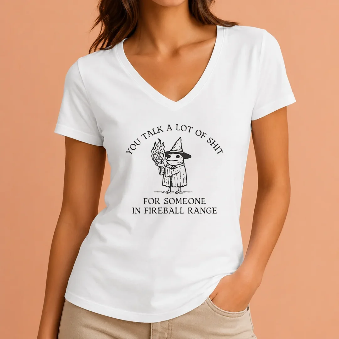 pretty-dungeon-frog-wizard-you-talk-a-lot-of-shit-for-someone-in-fireball-range-v-neck-shirt Pretty Dungeon Frog Wizard You Talk A Lot Of Shit For Someone In Fireball Range V-Neck Shirt