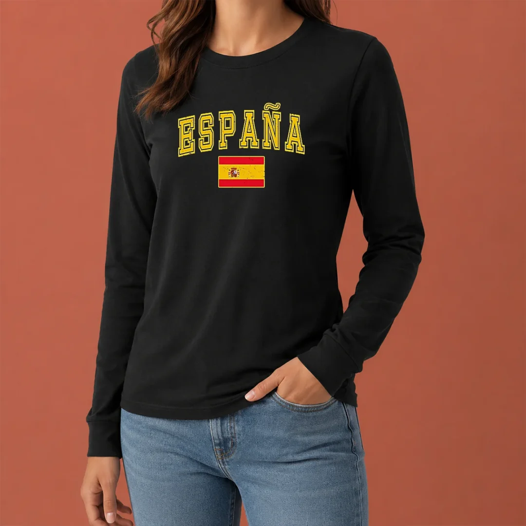 pretty-espana-spain-flag-long-sleeve-shirt Pretty Espana Spain Flag Long Sleeve Shirt