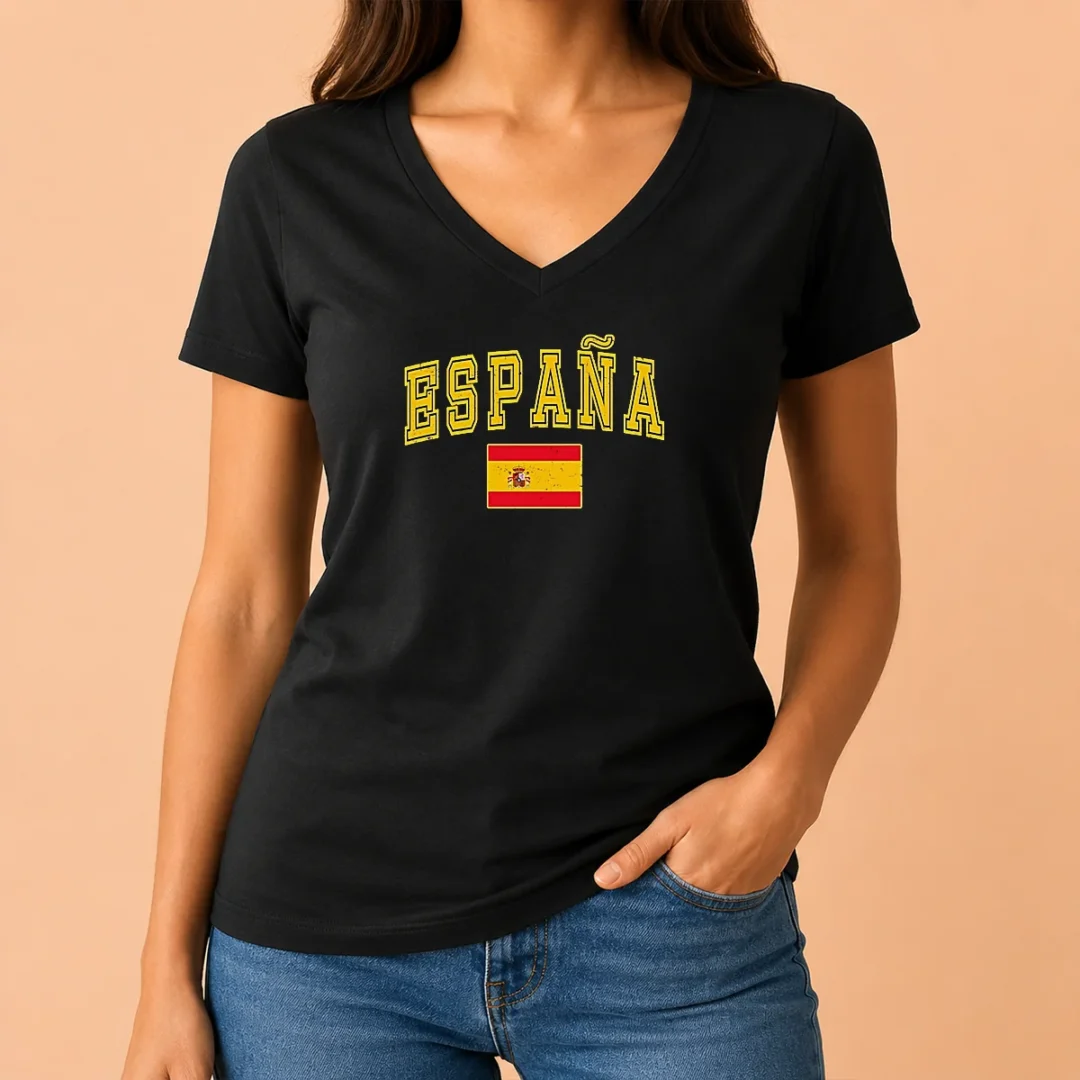 pretty-espana-spain-flag-v-neck-shirt Pretty Espana Spain Flag V-Neck Shirt