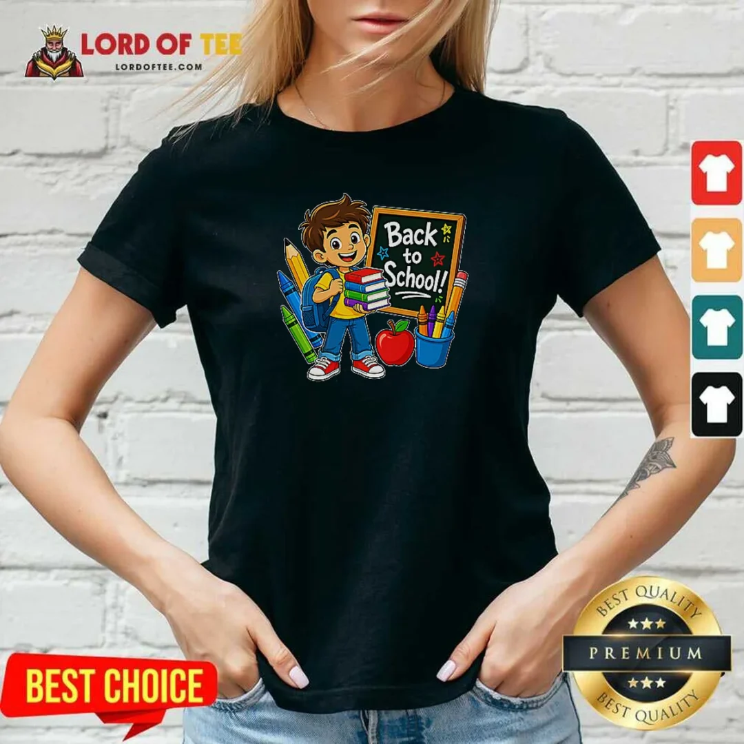 Pretty Excited Student Back To School Vector V Neck Shirt v neck optimized Pretty Excited Student Back To School Vector V Neck Shirt v neck optimized on a fitted short sleeve V neck tee